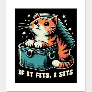 If It Fits I Sits // Cute Funny Cat Posters and Art